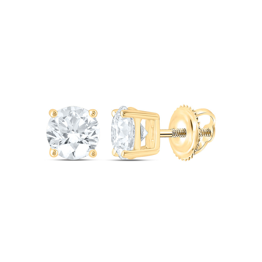 14K Yellow Or White Gold 1 1/4 Cttw Lab Grown Diamond Round Solitaire Earring