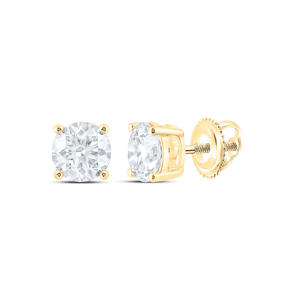 14K Yellow Or White Gold 1 1/2 Cttw Lab Grown Diamond Round Solitaire Earring