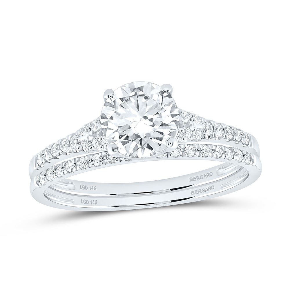 14K Yellow Or White Gold 1 1/4 Cttw Lab Grown Diamond 1 Cttw Center Round Bridal Set