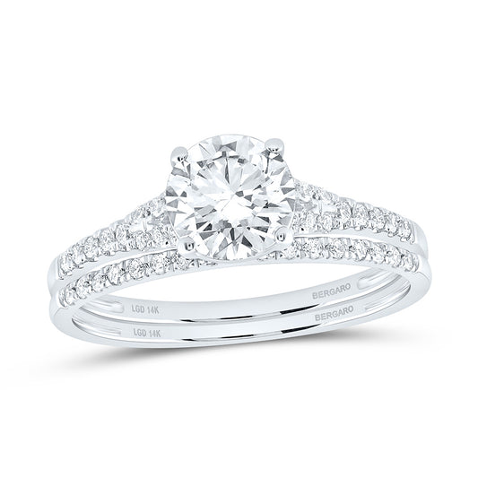 14K Yellow Or White Gold 1 1/4 Cttw Lab Grown Diamond 1 Cttw Center Round Bridal Set