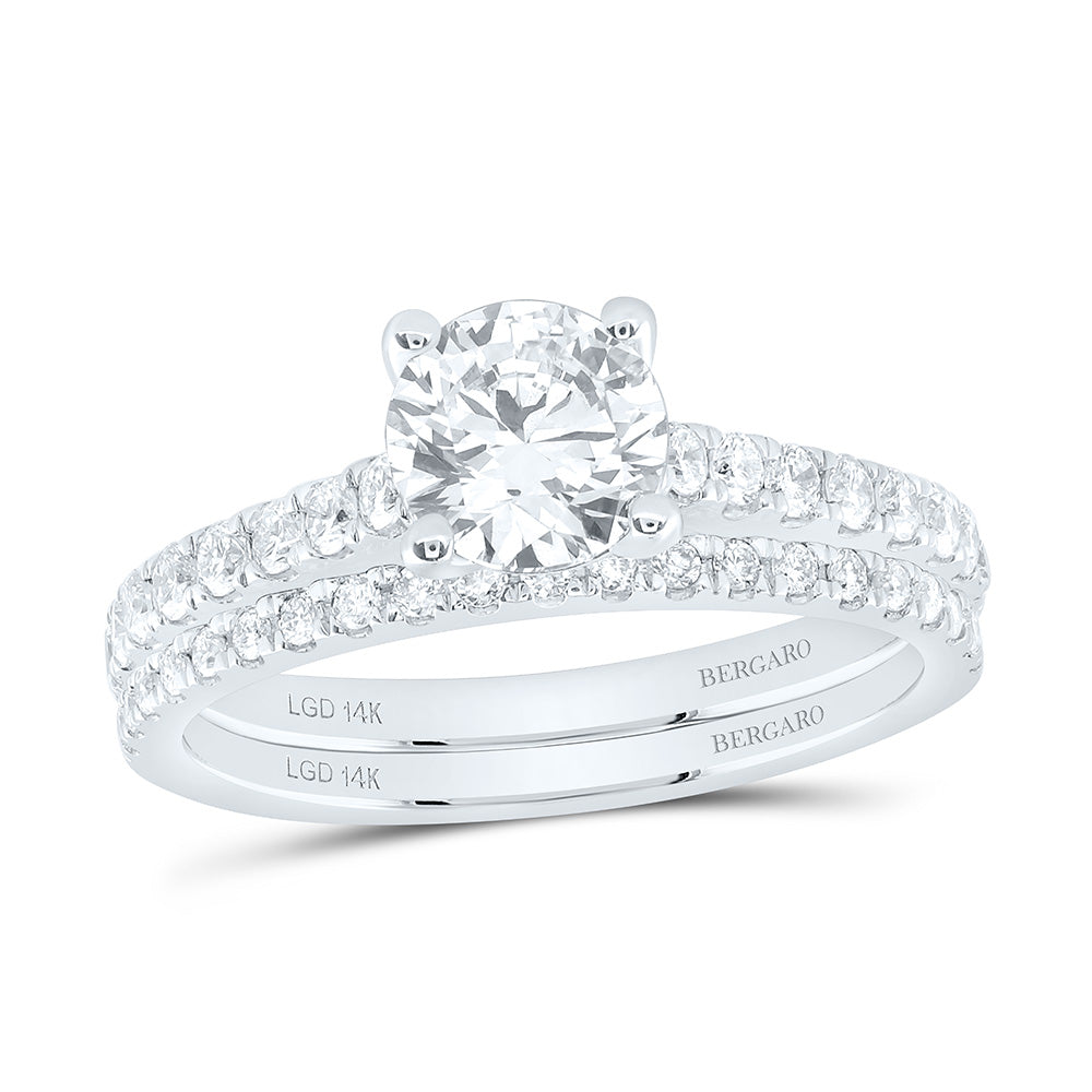 14K Yellow Or White Gold 1 1/4 Cttw Lab Grown Diamond 3/4 Cttw Center Round Bridal Set