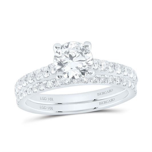14K Yellow Or White Gold 1 1/4 Cttw Lab Grown Diamond 3/4 Cttw Center Round Bridal Set