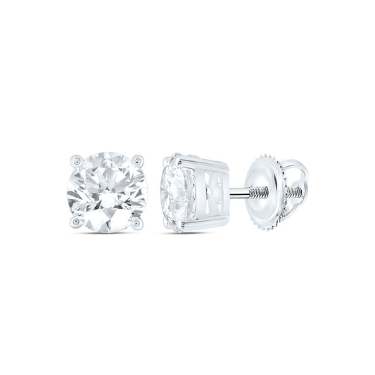 14K Yellow Or White Gold 2 Cttw Lab Grown Diamond Round Solitaire Earring