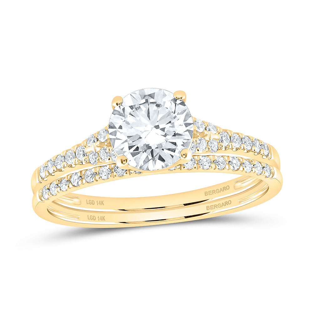 14K Yellow Or White Gold 1 1/4 Cttw Lab Grown Diamond 1 Cttw Center Round Bridal Set