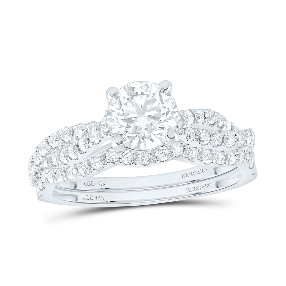 14K Yellow Or White Gold 1 1/2 Cttw Lab Grown Diamond 1 Cttw Center Round Bridal Set