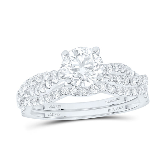 14K Yellow Or White Gold 1 1/2 Cttw Lab Grown Diamond 1 Cttw Center Round Bridal Set