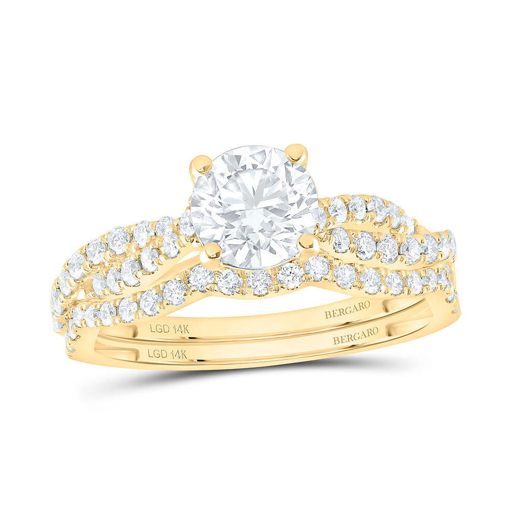 14K Yellow Or White Gold 1 1/2 Cttw Lab Grown Diamond 1 Cttw Center Round Bridal Set