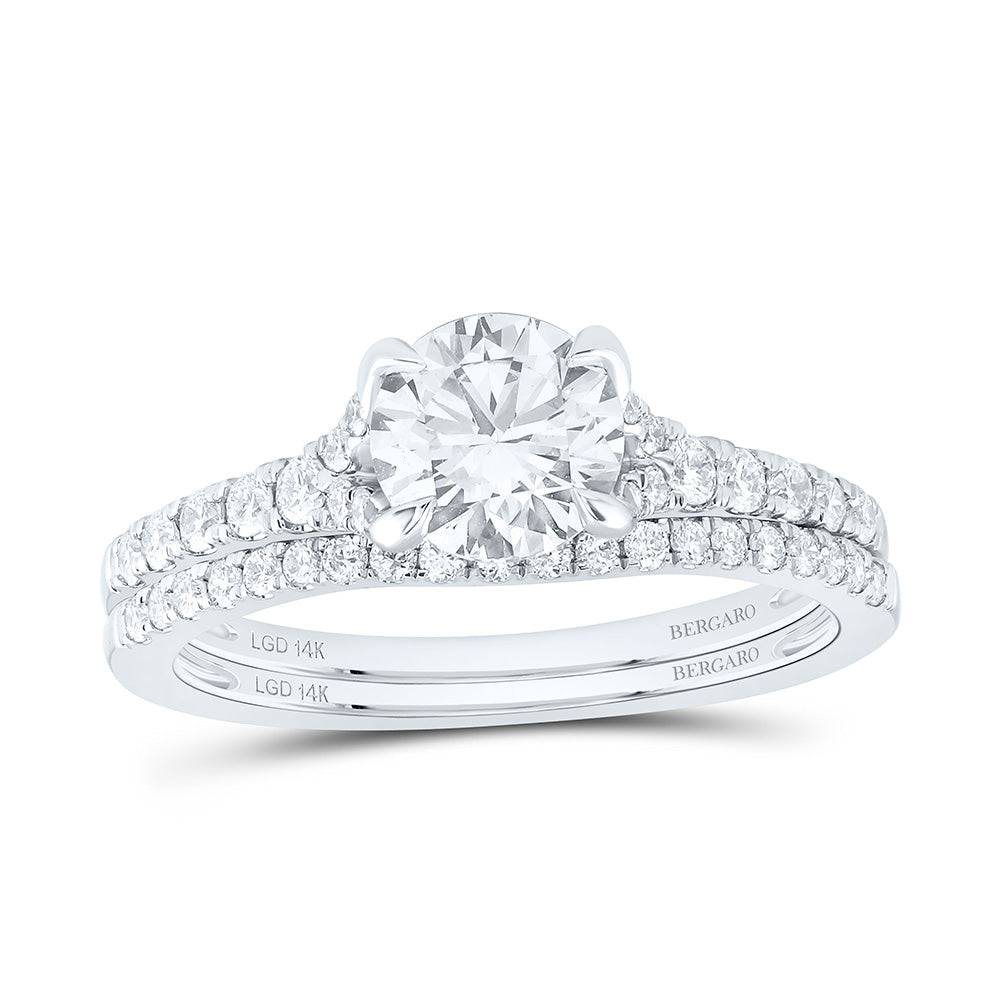 14K Yellow Or White Gold 1 1/2 Cttw Lab Grown Diamond 1 Cttw Center Round Bridal Set