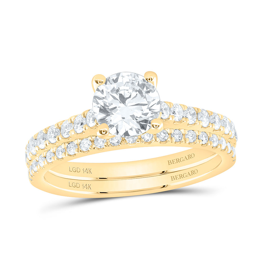 14K Yellow Or White Gold 1 1/4 Cttw Lab Grown Diamond 3/4 Cttw Center Round Bridal Set