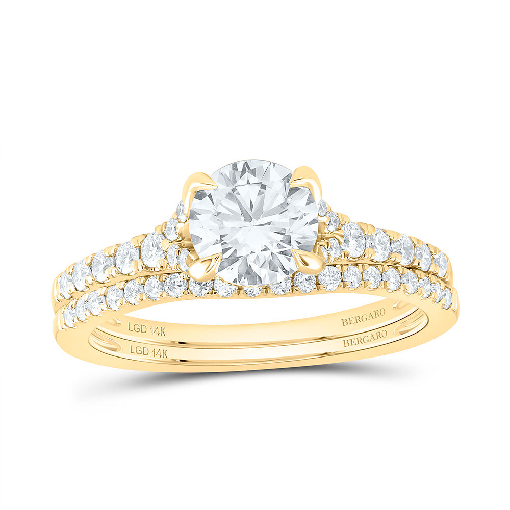 14K Yellow Or White Gold 1 1/2 Cttw Lab Grown Diamond 1 Cttw Center Round Bridal Set