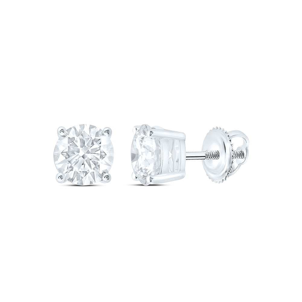 14K Yellow Or White Gold 2 1/2 Cttw Lab Grown Diamond Round Solitaire Earring