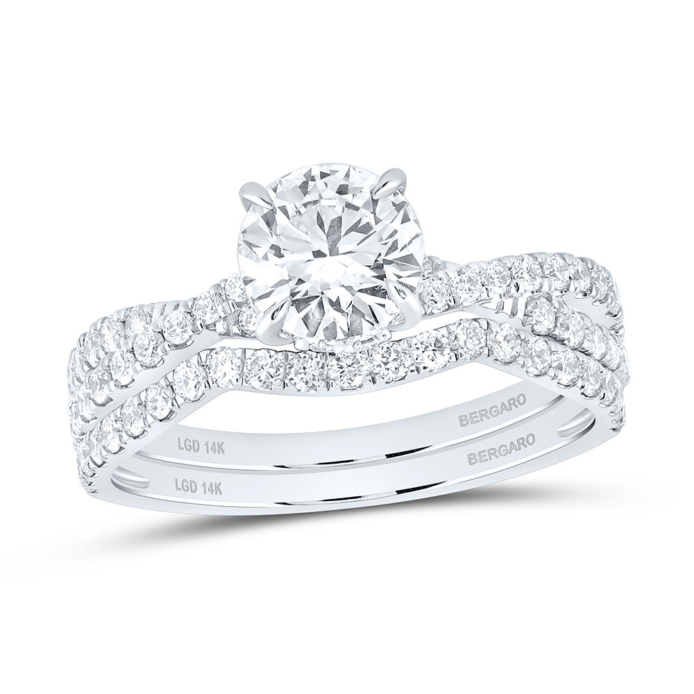 14K Yellow Or White Gold 1 3/4 Cttw Lab Grown Diamond 1 Cttw Center Round Bridal Set