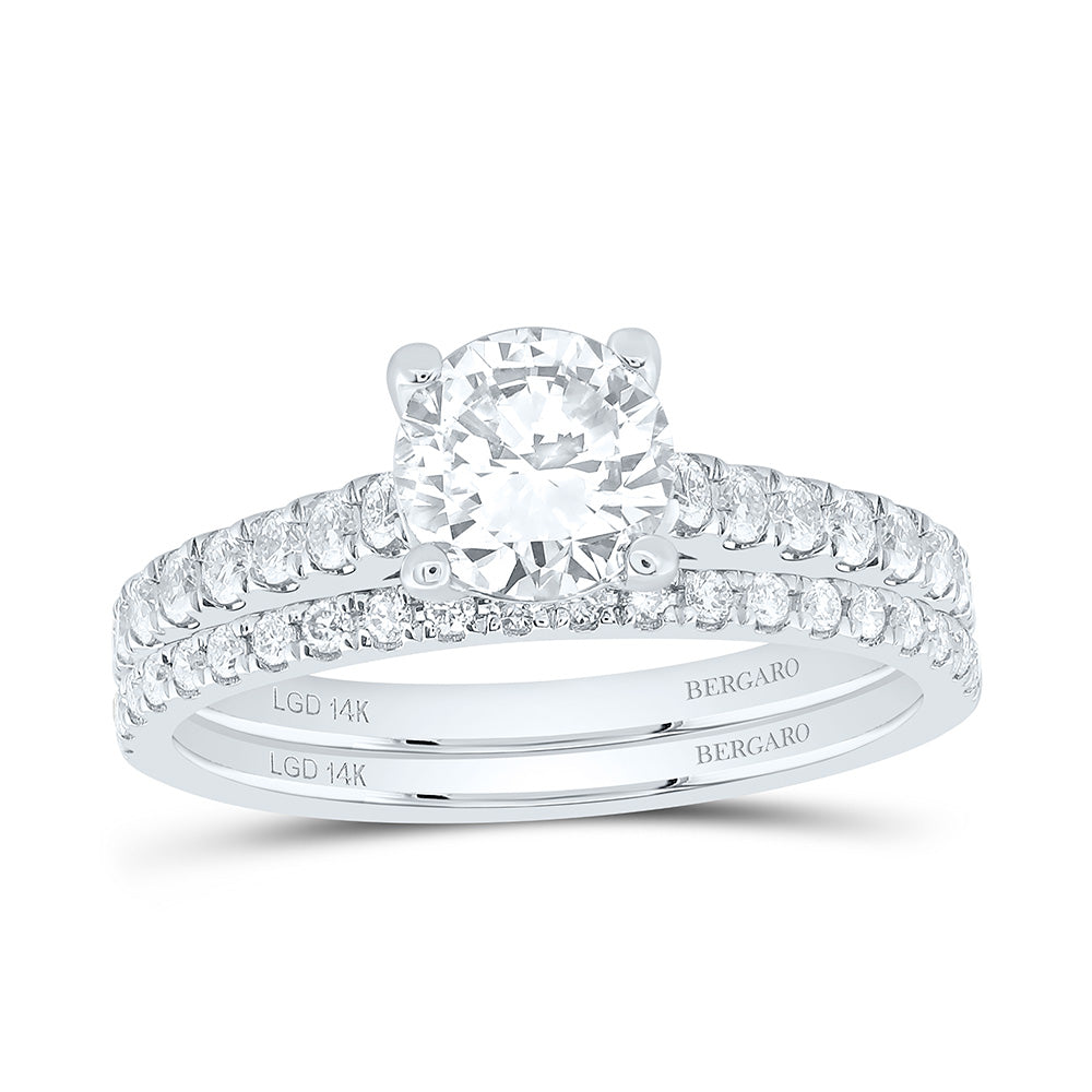 14K Yellow Or White Gold 1 1/2 Cttw Lab Grown Diamond 1 Cttw Center Round Bridal Set
