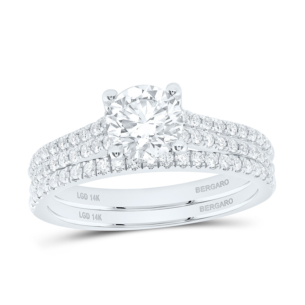 14K Yellow Or White Gold 1 3/8 Cttw Lab Grown Diamond 1 Cttw Center Round Bridal Set