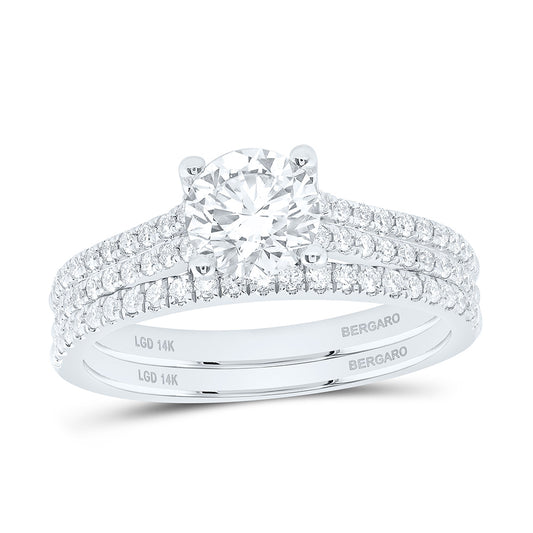 14K Yellow Or White Gold 1 3/8 Cttw Lab Grown Diamond 1 Cttw Center Round Bridal Set
