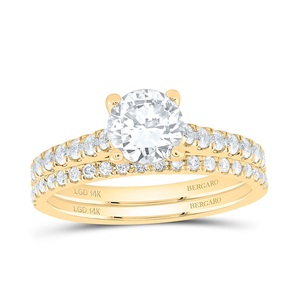 14K Yellow Or White Gold 1 1/2 Cttw Lab Grown Diamond 1 Cttw Center Round Bridal Set