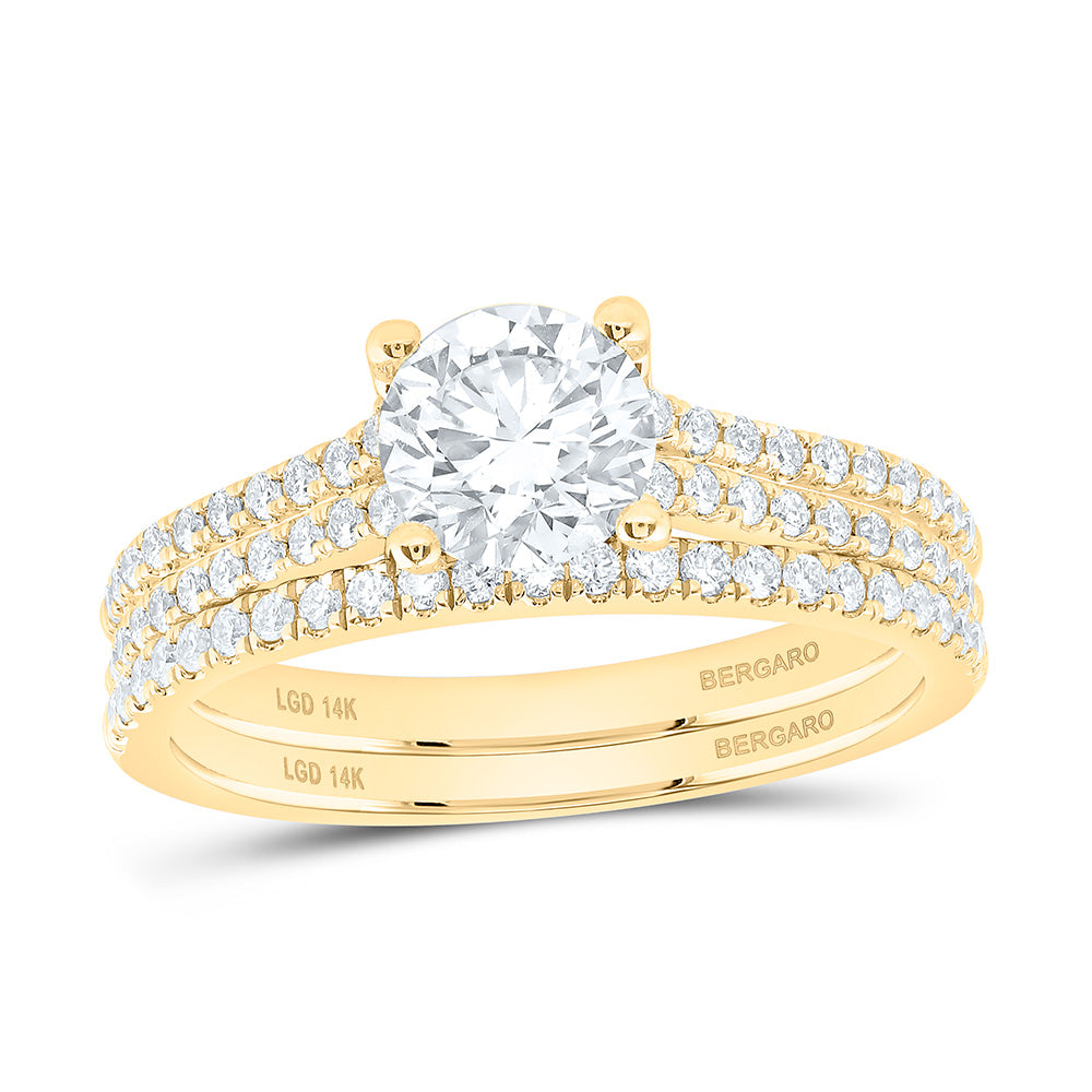 14K Yellow Or White Gold 1 3/8 Cttw Lab Grown Diamond 1 Cttw Center Round Bridal Set