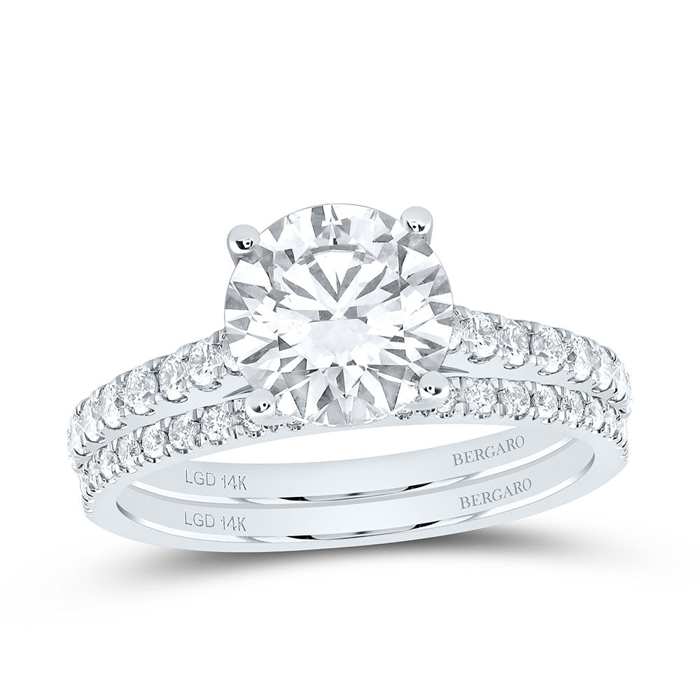 14K Yellow Or White Gold 2 1/2 Cttw Lab Grown Diamond 2 Cttw Center Round Bridal Set