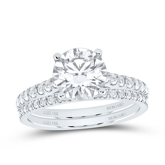 14K Yellow Or White Gold 2 1/2 Cttw Lab Grown Diamond 2 Cttw Center Round Bridal Set