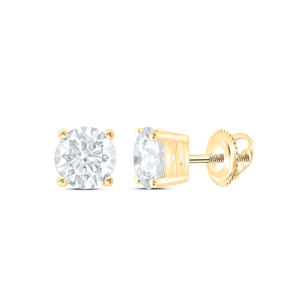 14K Yellow Or White Gold 2 1/2 Cttw Lab Grown Diamond Round Solitaire Earring