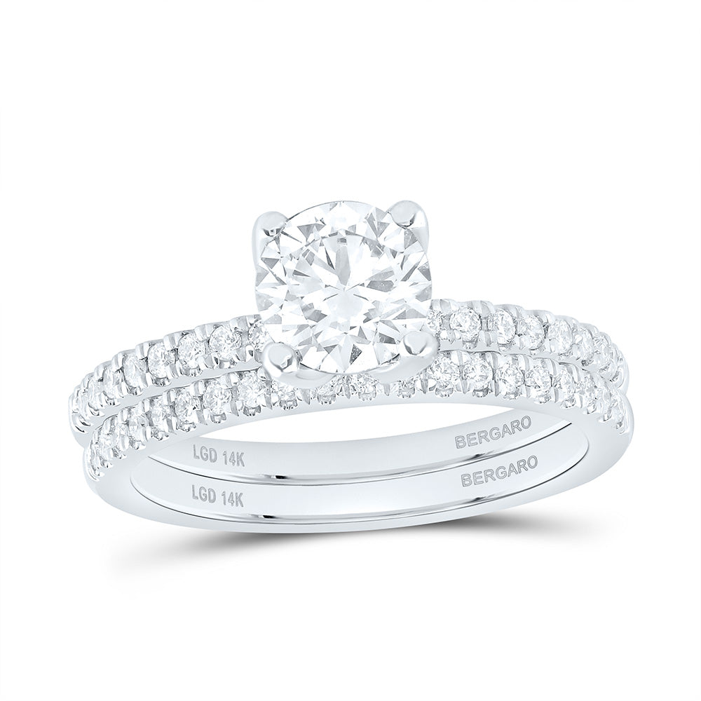 14K Yellow Or White Gold 1 3/8 Cttw Lab Grown Diamond 1 Cttw Center Round Bridal Set