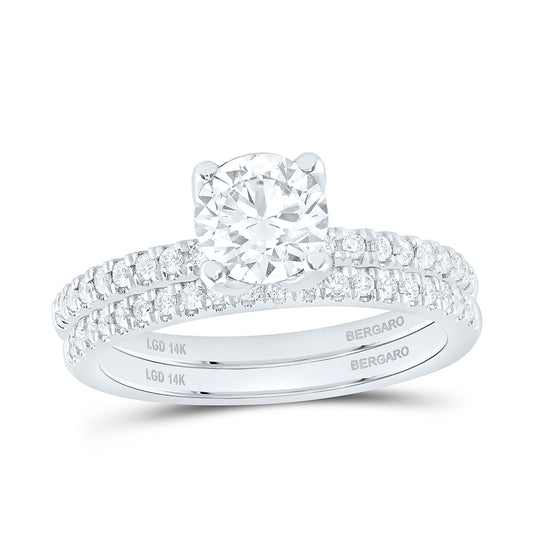 14K Yellow Or White Gold 1 3/8 Cttw Lab Grown Diamond 1 Cttw Center Round Bridal Set