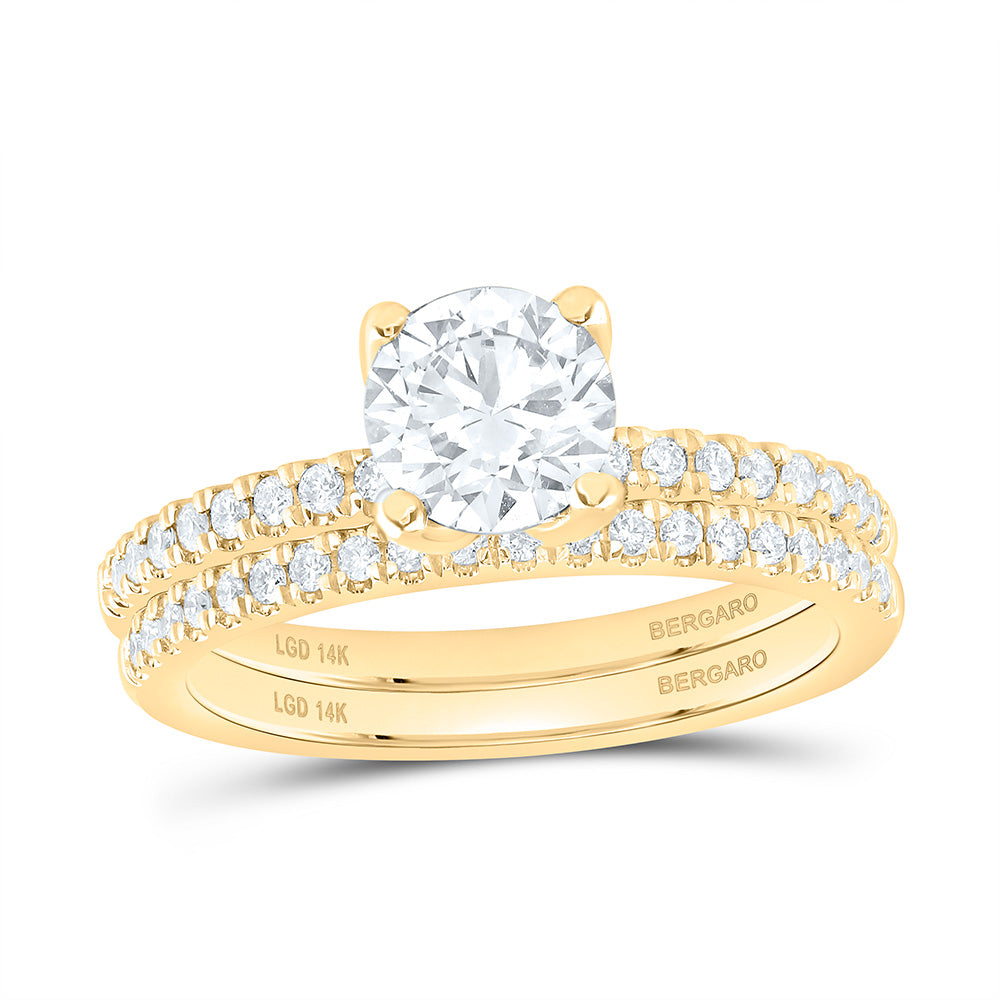 14K Yellow Or White Gold 1 3/8 Cttw Lab Grown Diamond 1 Cttw Center Round Bridal Set