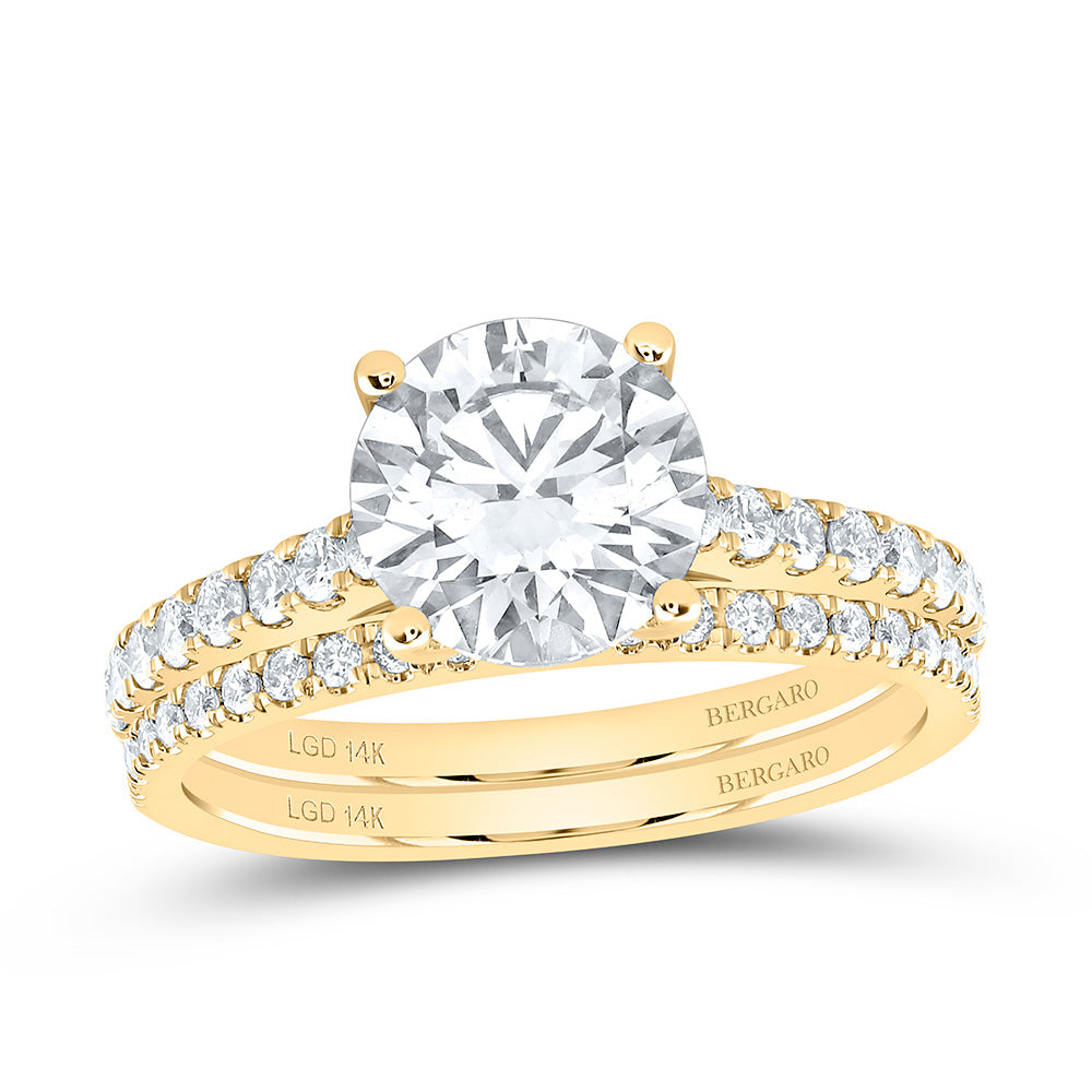 14K Yellow Or White Gold 2 1/2 Cttw Lab Grown Diamond 2 Cttw Center Round Bridal Set