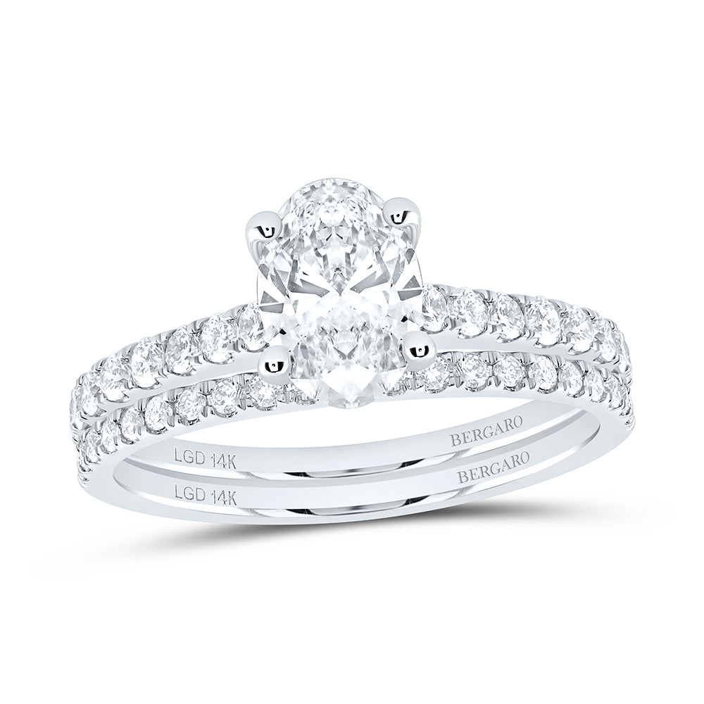 14K Yellow Or White Gold 1 1/4 Cttw Lab Grown Diamond 3/4 Cttw Center Oval Bridal Set