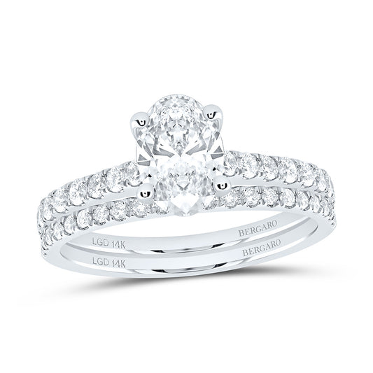14K Yellow Or White Gold 1 1/4 Cttw Lab Grown Diamond 3/4 Cttw Center Oval Bridal Set