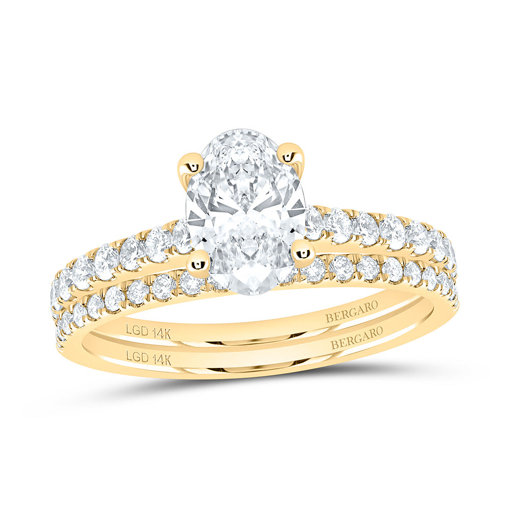 14K Yellow Or White Gold 1 1/4 Cttw Lab Grown Diamond 3/4 Cttw Center Oval Bridal Set