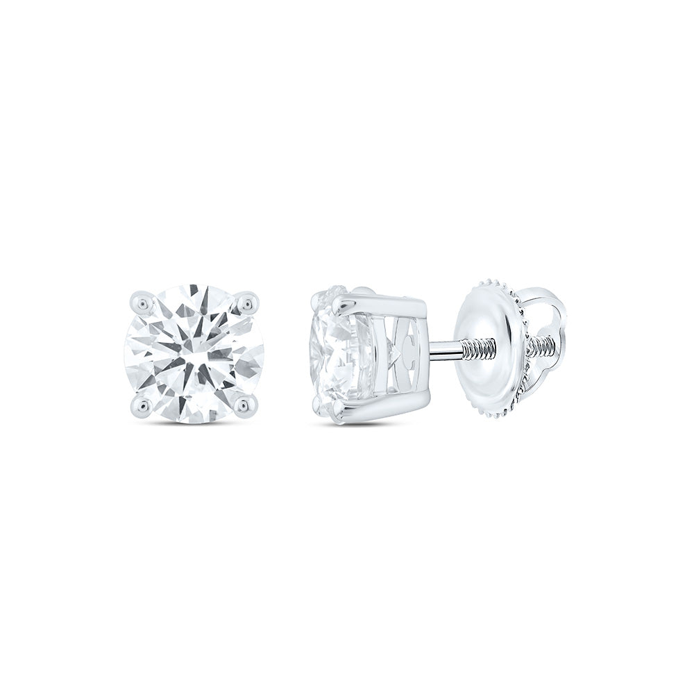 14K Yellow Or White Gold 3 Cttw Lab Grown Diamond Round Solitaire Earring