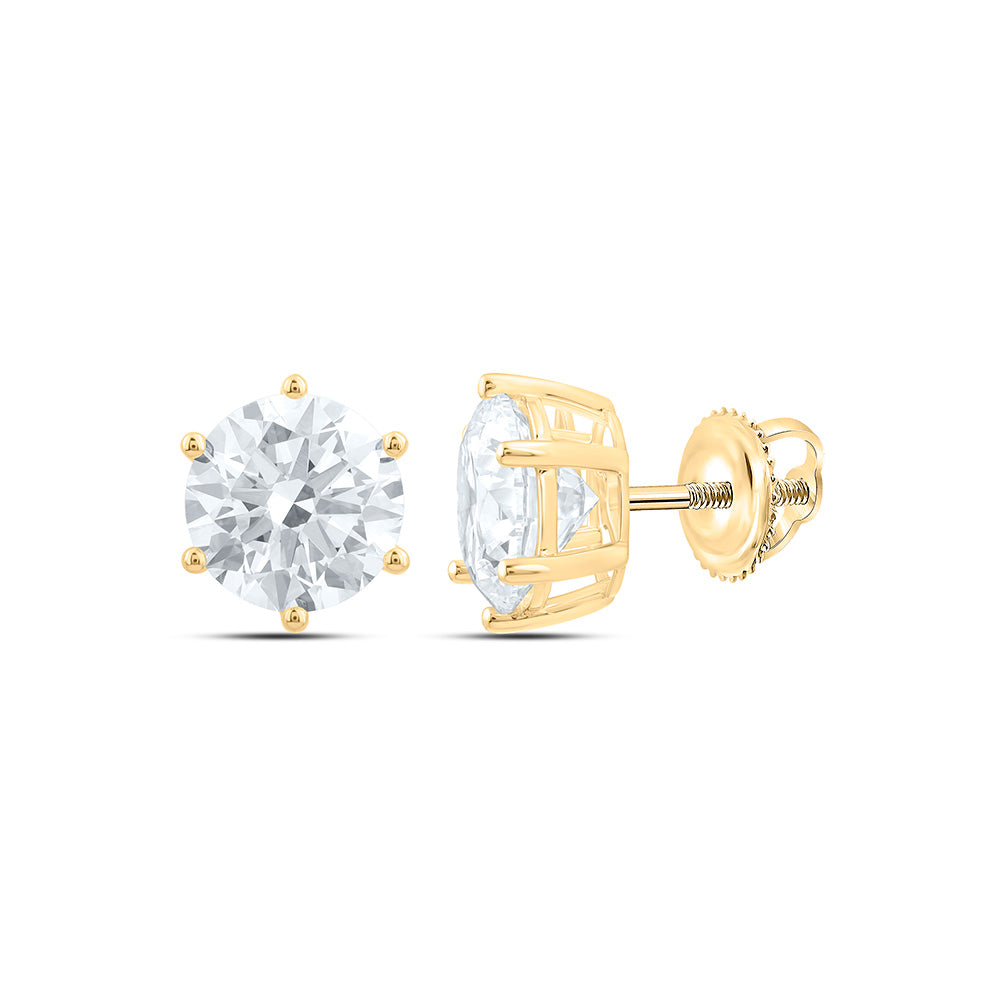 14K Yellow Or White Gold 4 Cttw Lab Grown Diamond Round Solitaire Earring