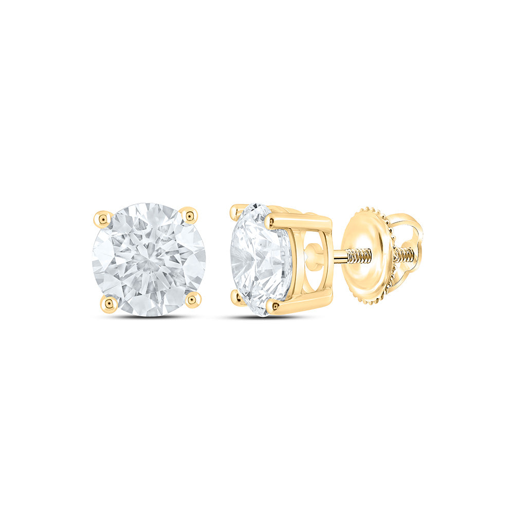14K Yellow Or White Gold 4 Cttw Lab Grown Diamond Round Solitaire Earring