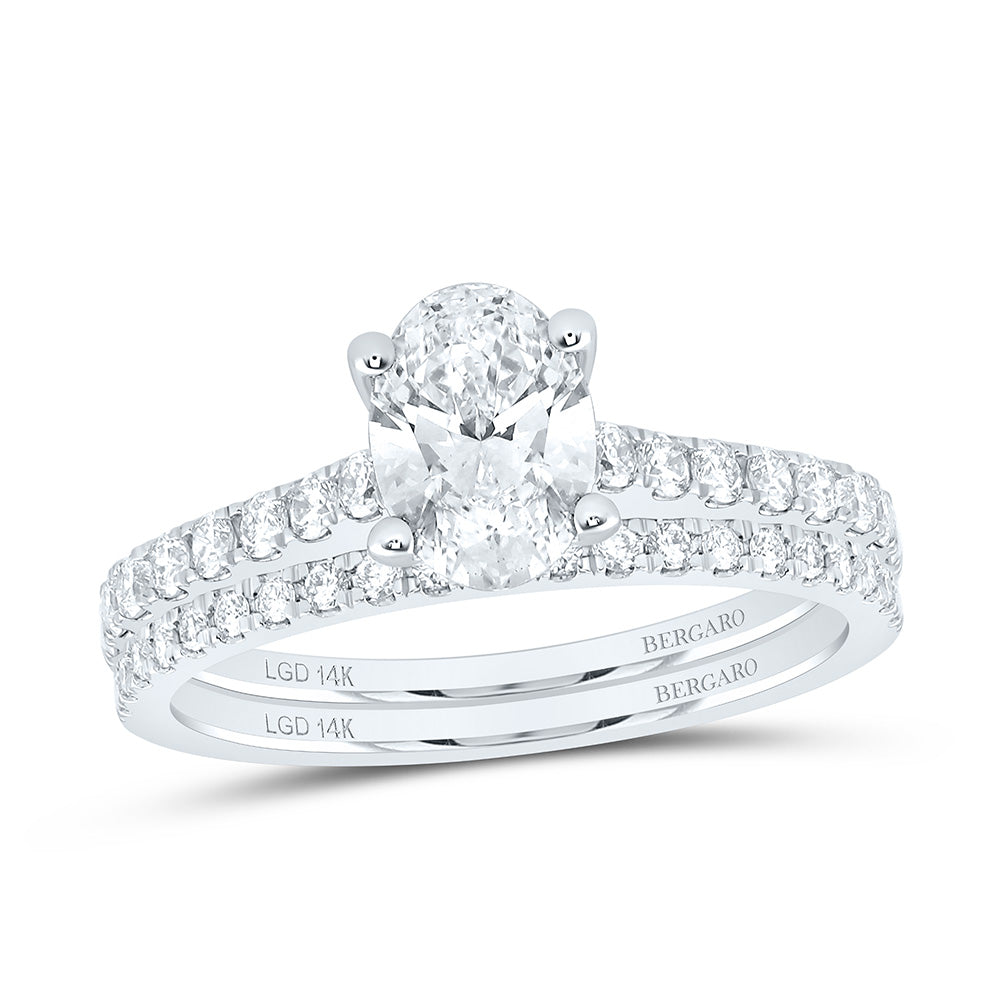 14K Yellow Or White Gold 1 1/2 Cttw Lab Grown Diamond 1 Cttw Center Oval Bridal Set