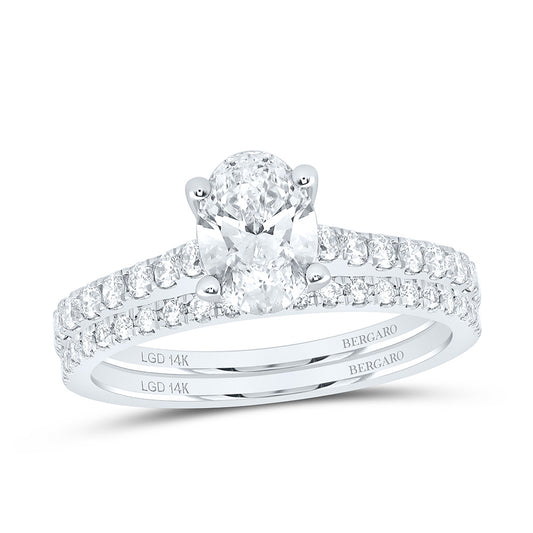 14K Yellow Or White Gold 1 1/2 Cttw Lab Grown Diamond 1 Cttw Center Oval Bridal Set