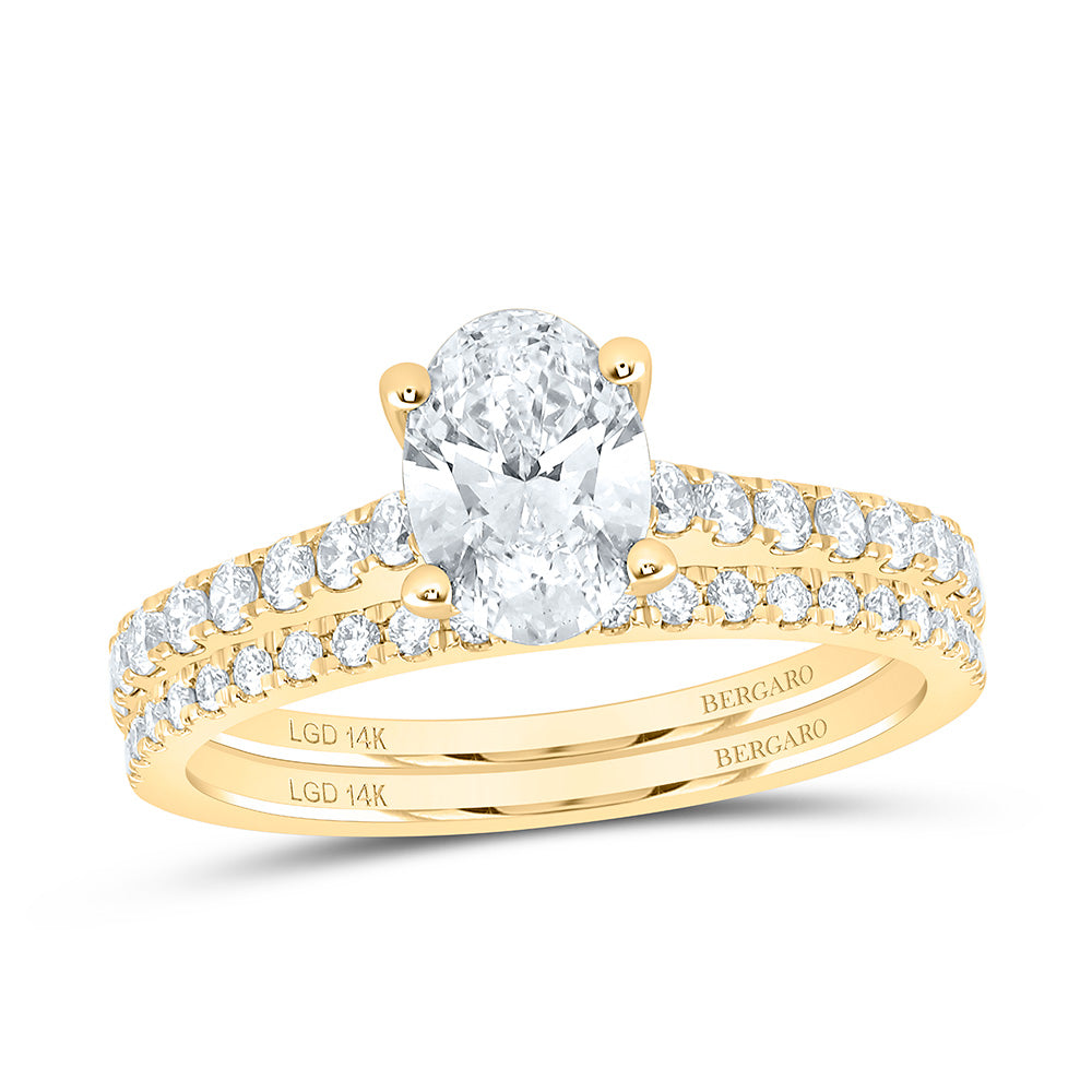 14K Yellow Or White Gold 1 1/2 Cttw Lab Grown Diamond 1 Cttw Center Oval Bridal Set