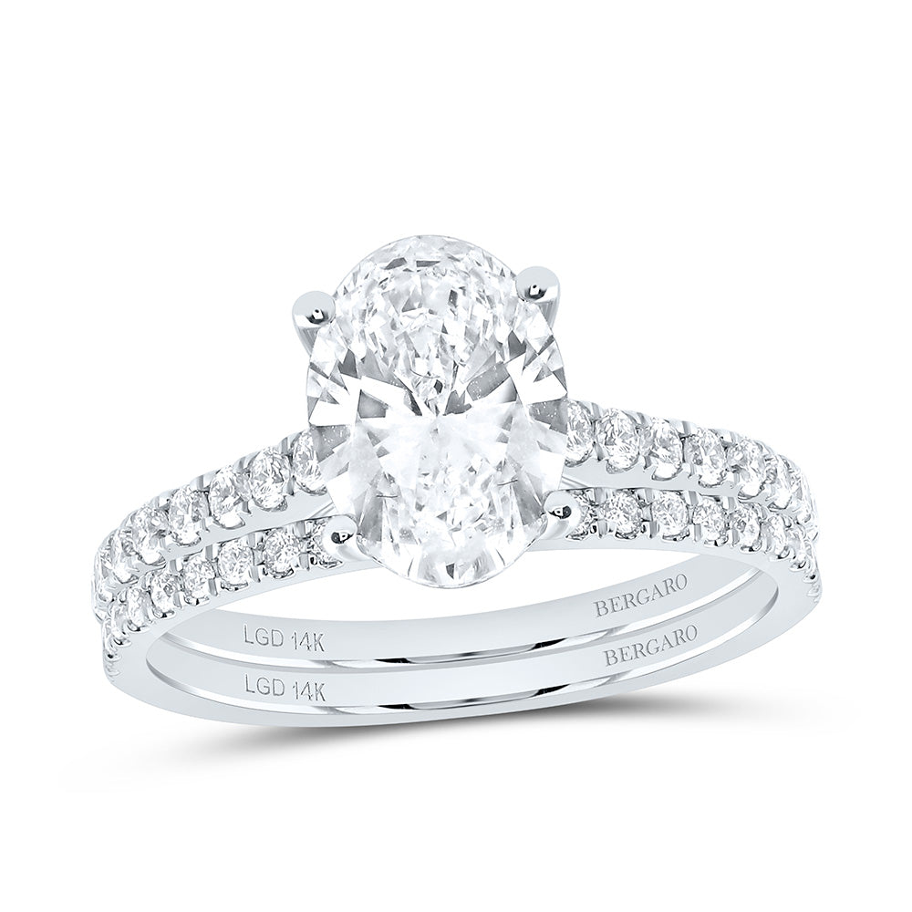 14K Yellow Or White Gold 2 5/8 Cttw Lab Grown Diamond 2 Cttw Center Oval Bridal Set
