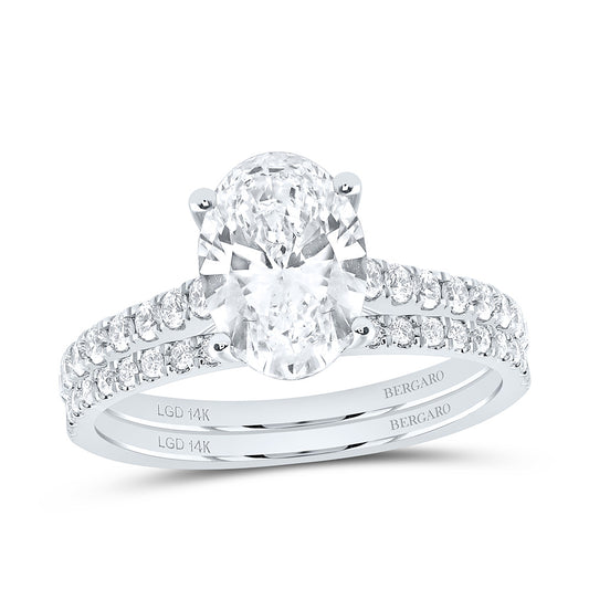 14K Yellow Or White Gold 2 5/8 Cttw Lab Grown Diamond 2 Cttw Center Oval Bridal Set