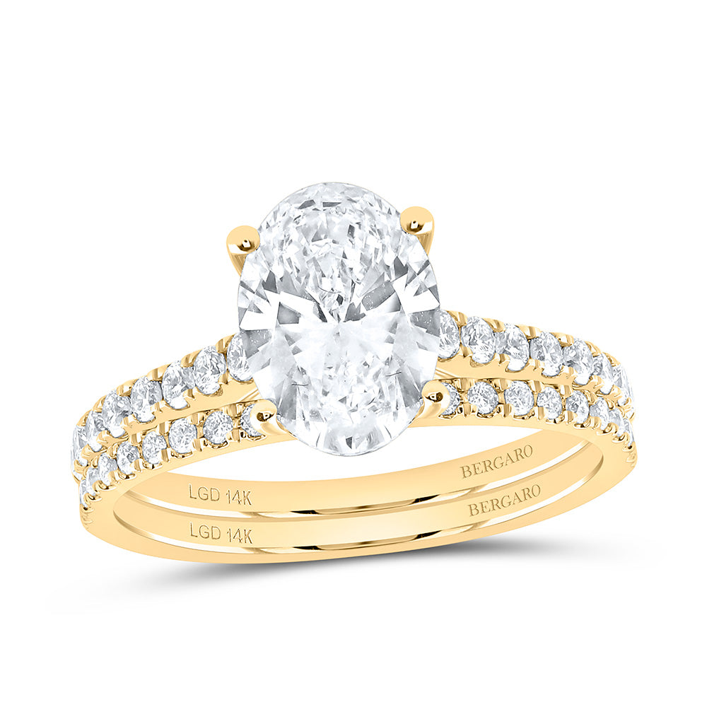 14K Yellow Or White Gold 2 5/8 Cttw Lab Grown Diamond 2 Cttw Center Oval Bridal Set