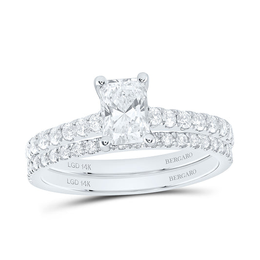 14K Yellow Or White Gold 1 1/4 Cttw Lab Grown Diamond 3/4 Cttw Center Radiant Bridal Set