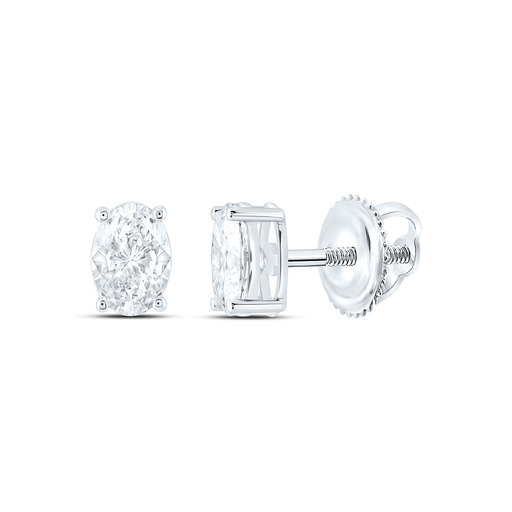14K Yellow Or White Gold Lab Grown Diamond Oval Solitaire Earring