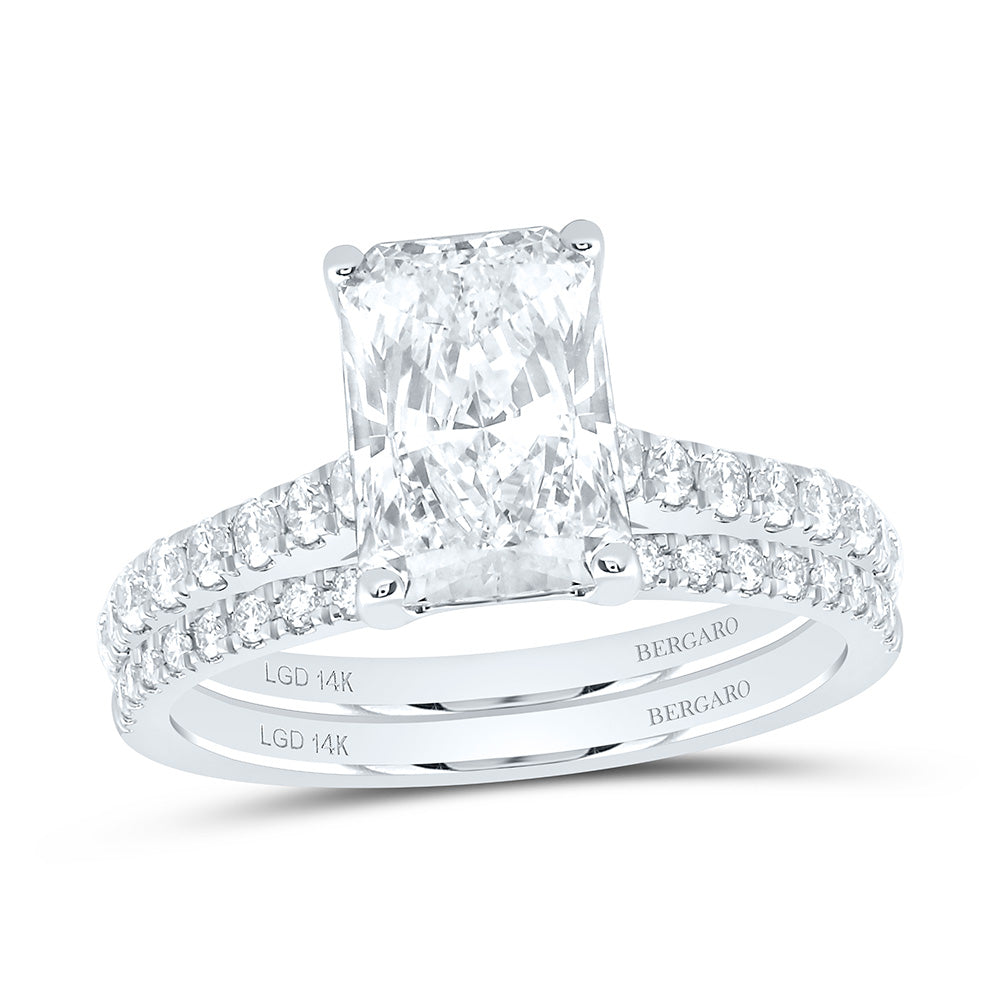 14K Yellow Or White Gold 2 1/2 Cttw Lab Grown Diamond 2 Cttw Center Radiant Bridal Set