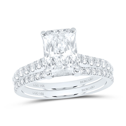 14K Yellow Or White Gold 2 1/2 Cttw Lab Grown Diamond 2 Cttw Center Radiant Bridal Set