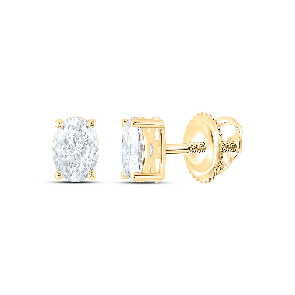 14K Yellow Or White Gold Lab Grown Diamond Oval Solitaire Earring