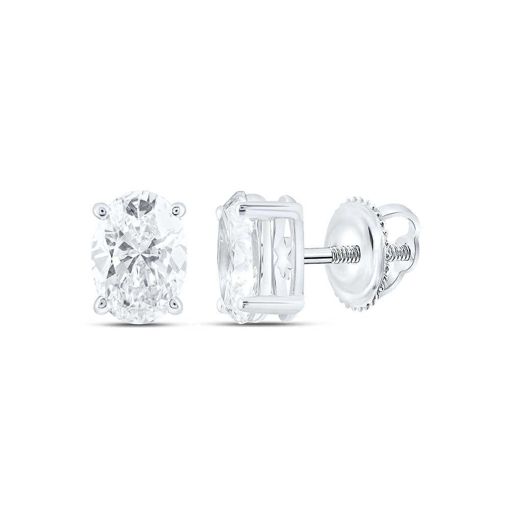 14K Yellow Or White Gold Lab Grown Diamond Oval Solitaire Earring