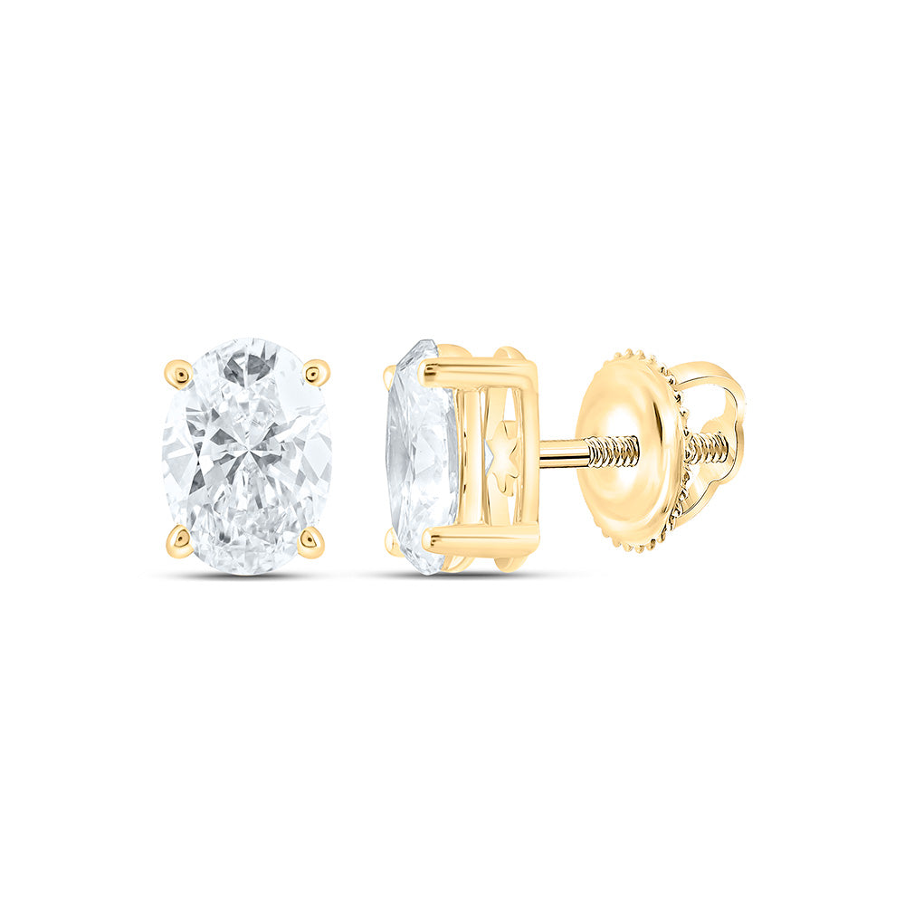 14K Yellow Or White Gold Lab Grown Diamond Oval Solitaire Earring