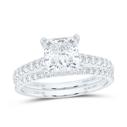 14K Yellow Or White Gold 2 1/2 Cttw Lab Grown Diamond 2 Cttw Center Princess Bridal Set