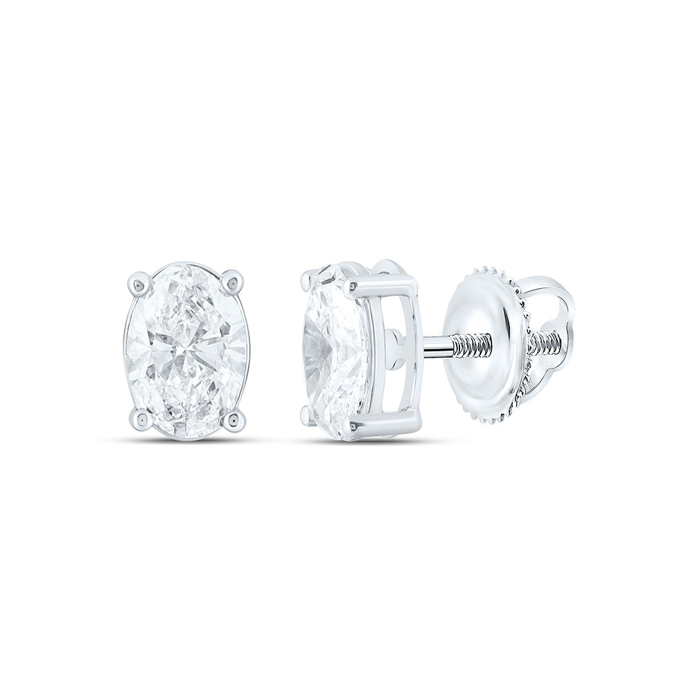14K Yellow Or White Gold Lab Grown Diamond Oval Solitaire Earring