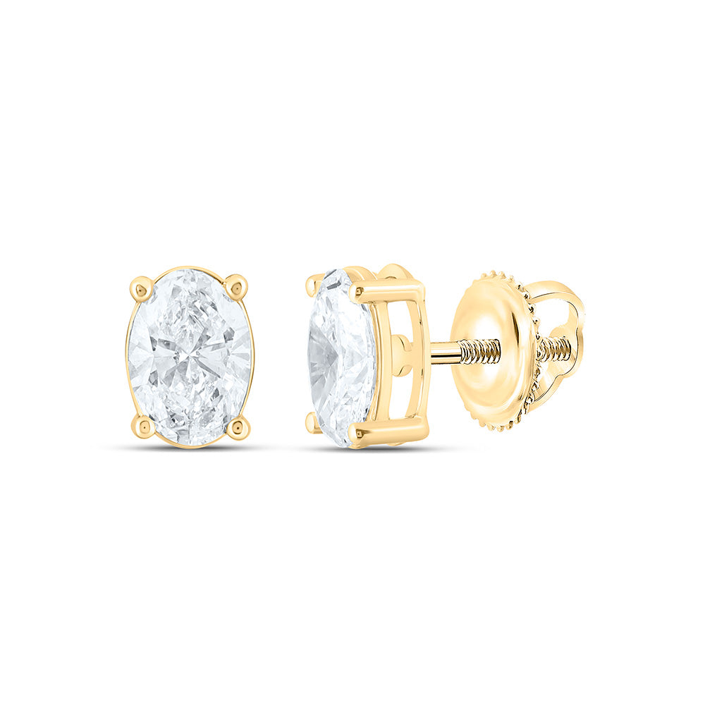 14K Yellow Or White Gold Lab Grown Diamond Oval Solitaire Earring